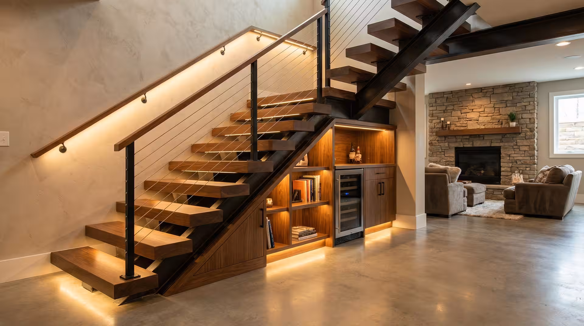 Basement Stairs in a finished Utah basement
