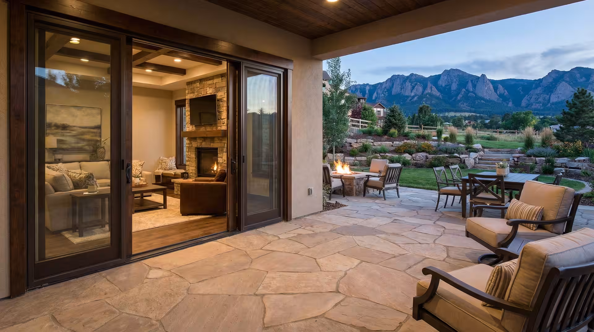 Finished Utah walkout basement opening to the backyard